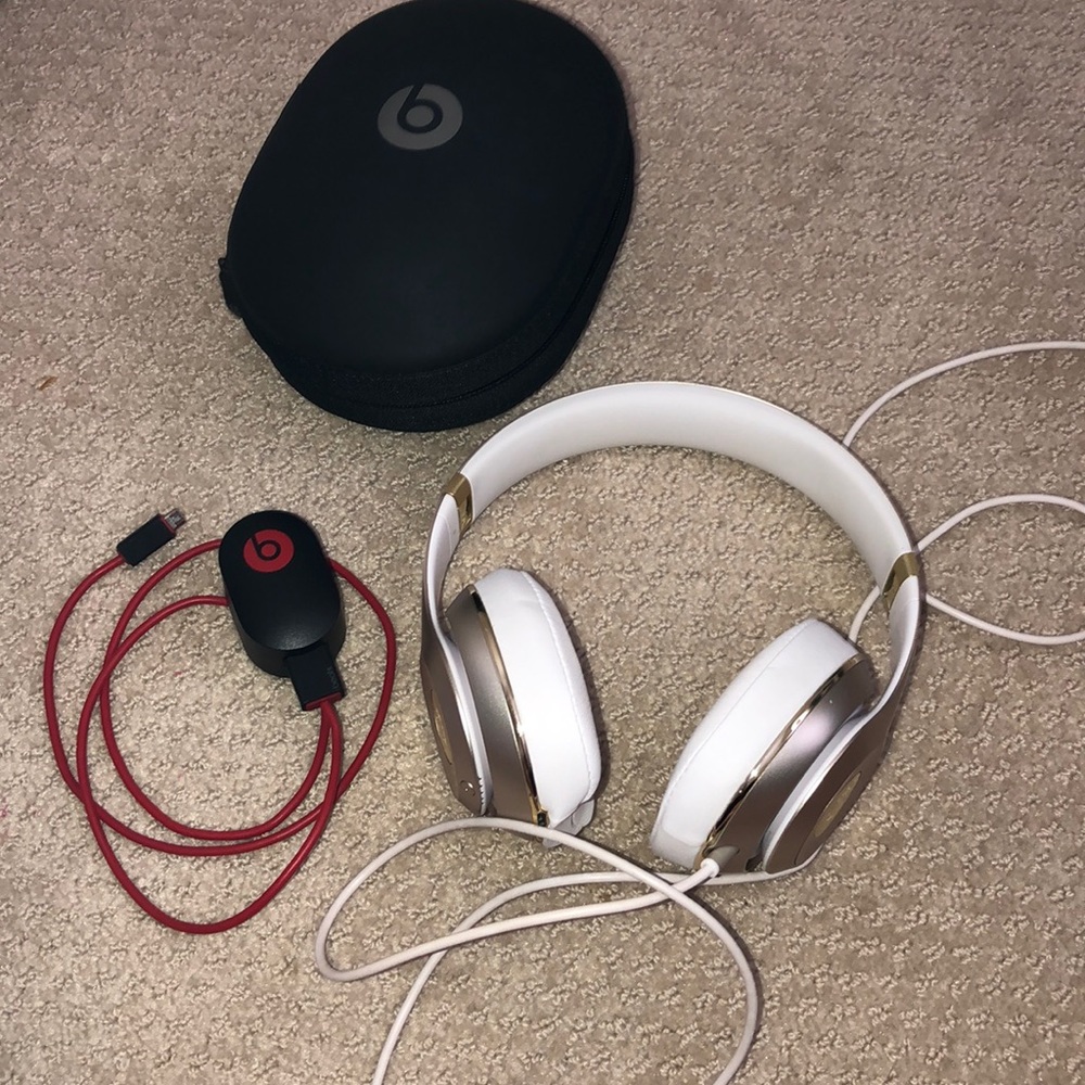 Champagne gold beats headphones